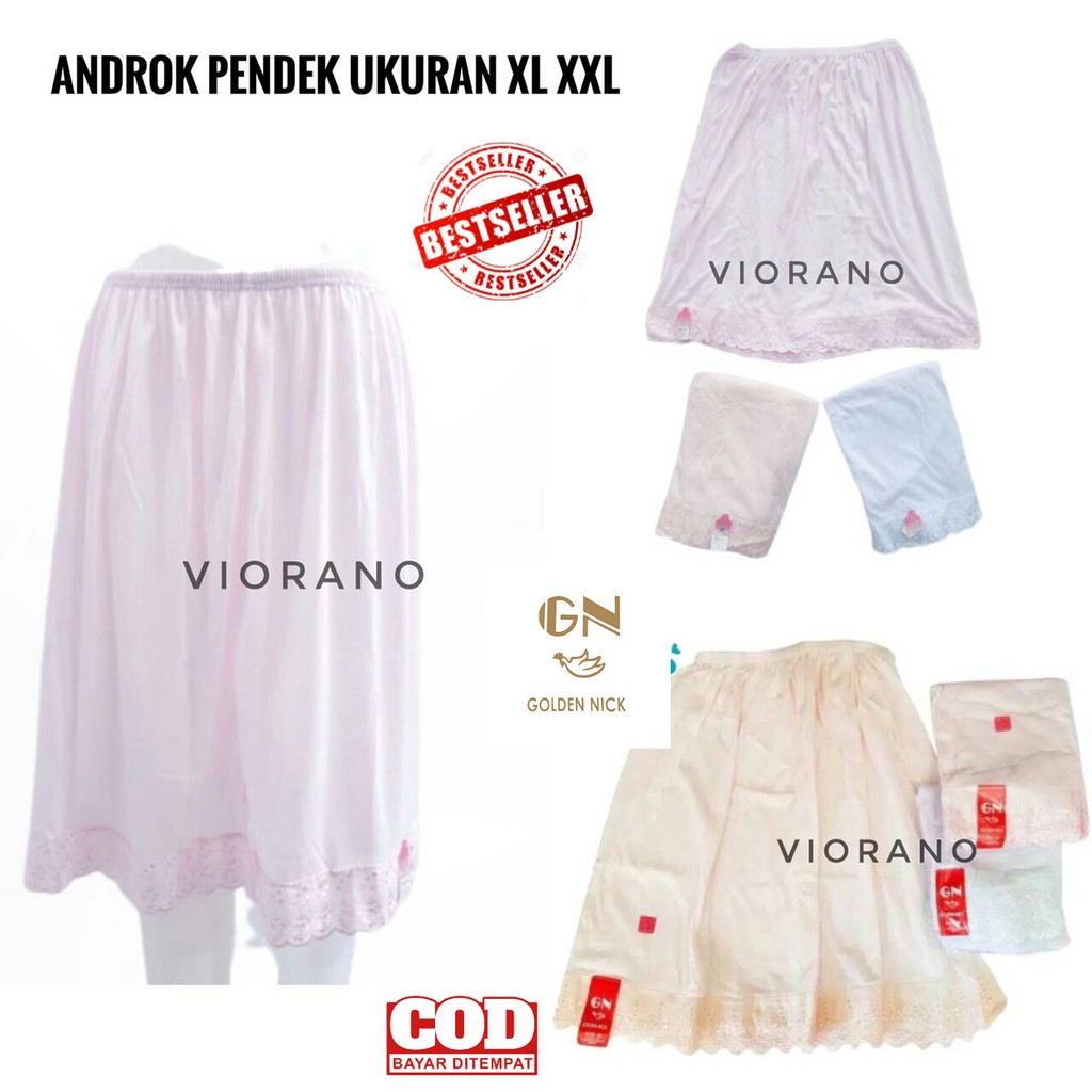 Androk Rok Dalaman Pendek Golden Nick Bahan Katun Size XL XXL / Dalaman Rok Pendek Yutind Renda