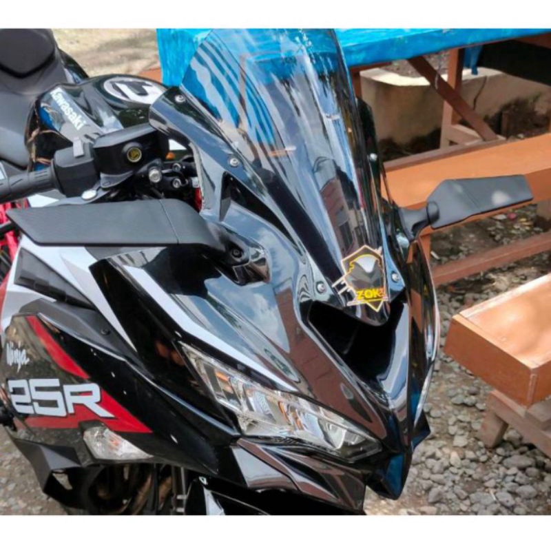 SPION WINGLET KAWASAKI ZX 10R SPION WINGLET NMAX OLD DAN NEW ZX25R SPION FAIRING R25 R15 CBR250RR ZX636 Z10R R6 NINJA FULL HITAM KACA BENING