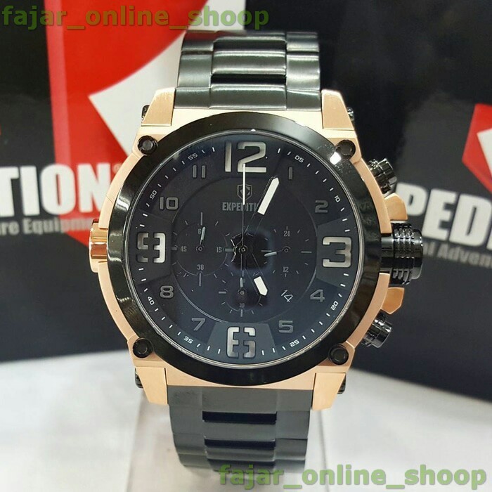 Jam Tangan Expedition Pria E 6605 Rose Gold Black Original