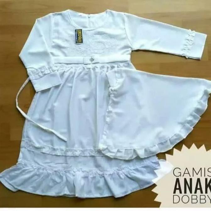 ( BISA COD ) gamis putih anak baju gamis warna putih anak perempuan usia 6-12 tahun - 6 tahun