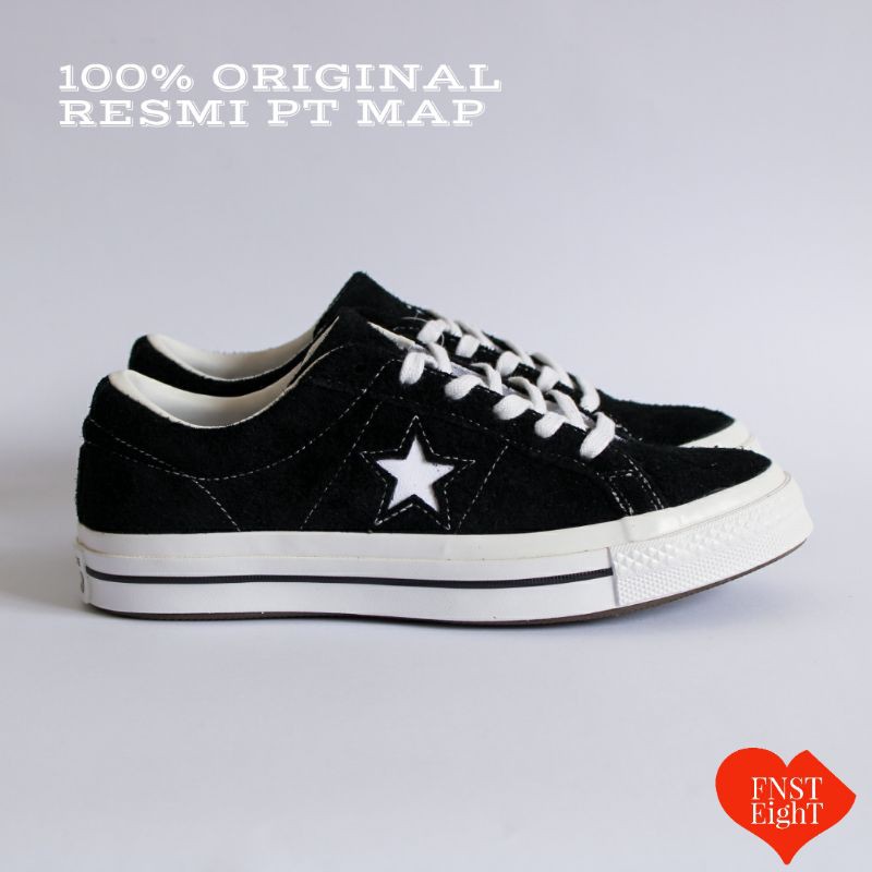 CONVERSE ONE STAR OX BLACK WHITE SUEDE ORIGINAL RESMI PT MAP 158369C