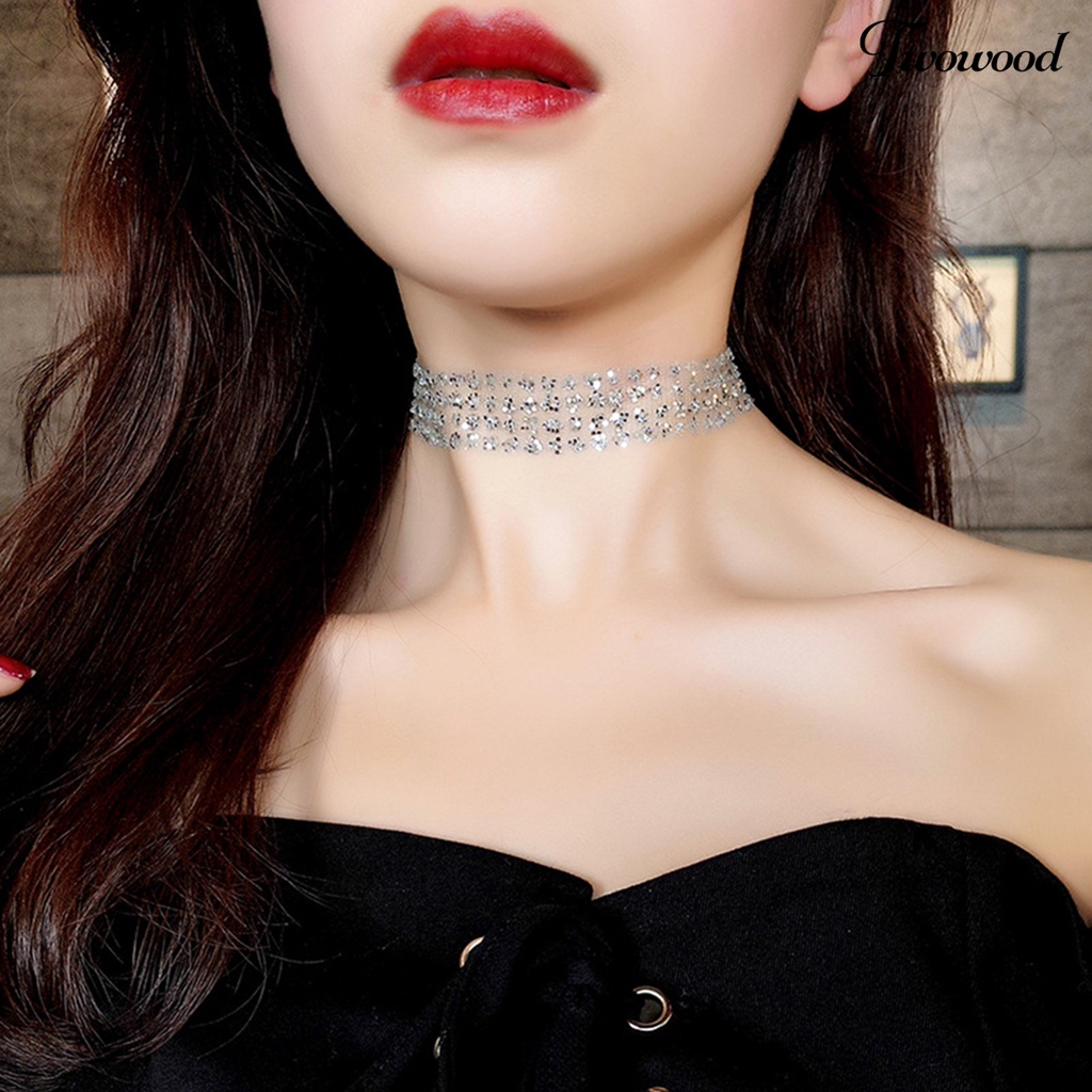 Kalung Choker Wanita Model Shiny Paillette Untuk Pesta