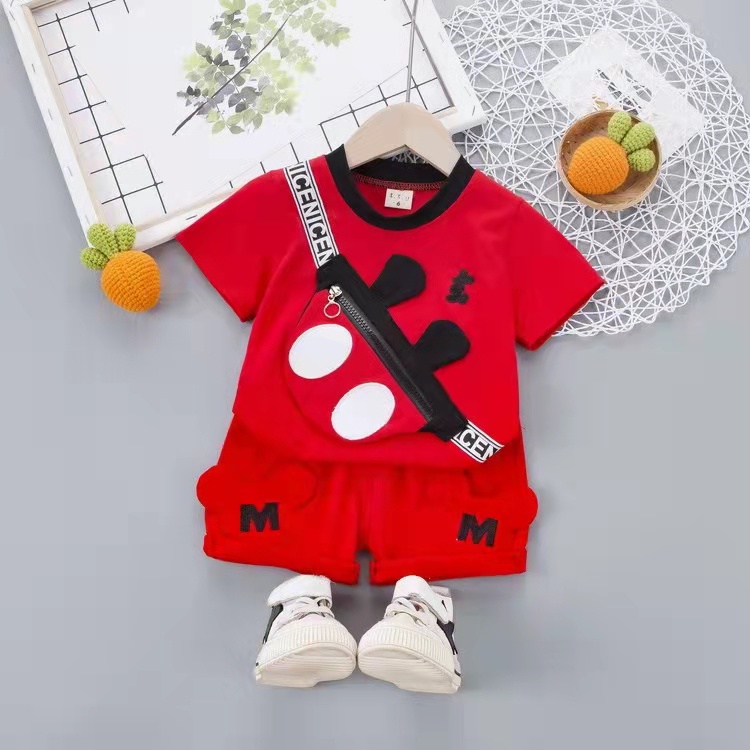 Setelan kaos celana anak import tas mickey/Setelan kaos laki-laki Import usia 1-4 tahun /Setelan Bayi-Anak Laki-Laki cowok Mickey