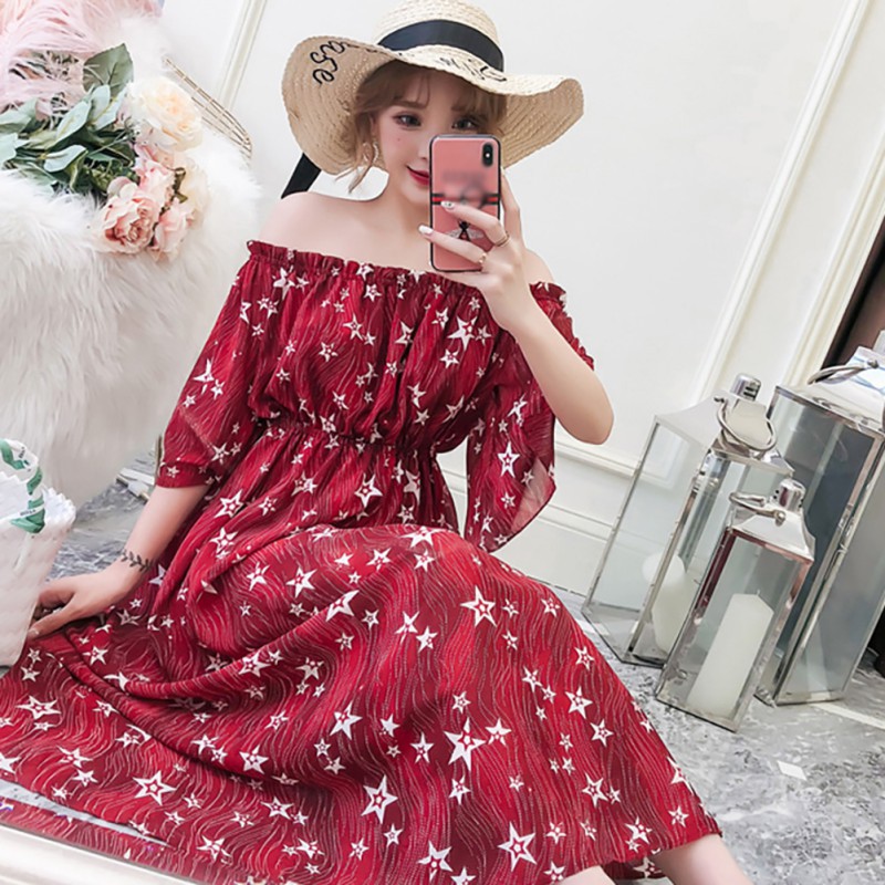  Long  Dress  Maxi Model Off Shoulder Bahan  Sifon untuk  Musim 