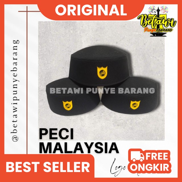 peci malaysia kopiah malaysia hitam logo gold