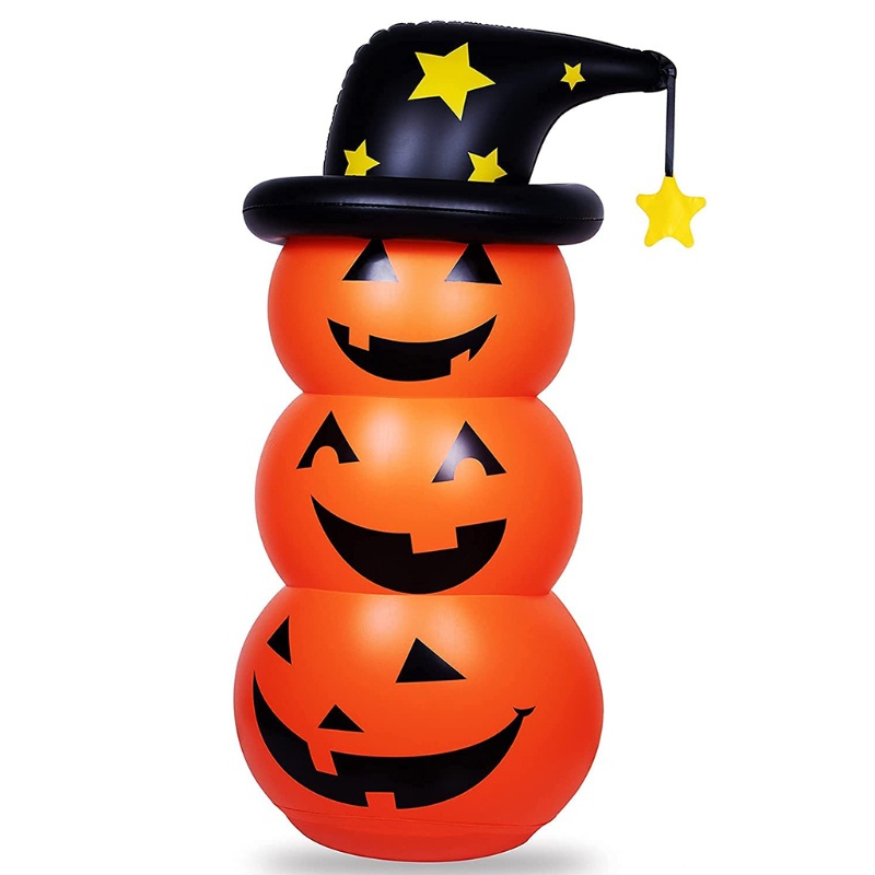 Zzz Balon Tiup Bentuk Labu Halloween Dengan Topi Penyihir 4.5ft Untuk Dekorasi Indoor / Outdoor