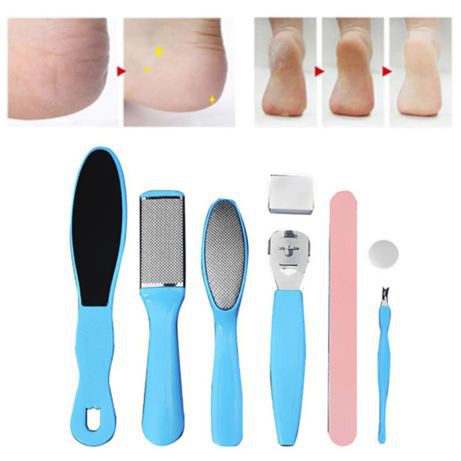 [PERAWATAN] -  Alat Perawatan Kaki Manicure Pedicure Foot Care Scraper Set 8 in 1 - IN1807 - Blue