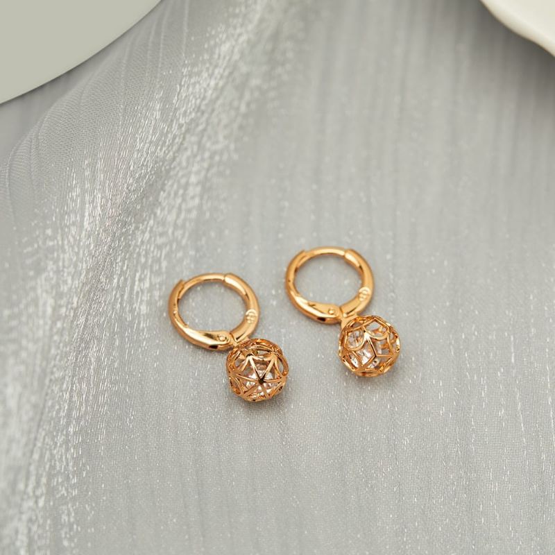 Anting Wanita Dewasa/Anak Xufing Anti Gatal Anting Bola Kristal Gold