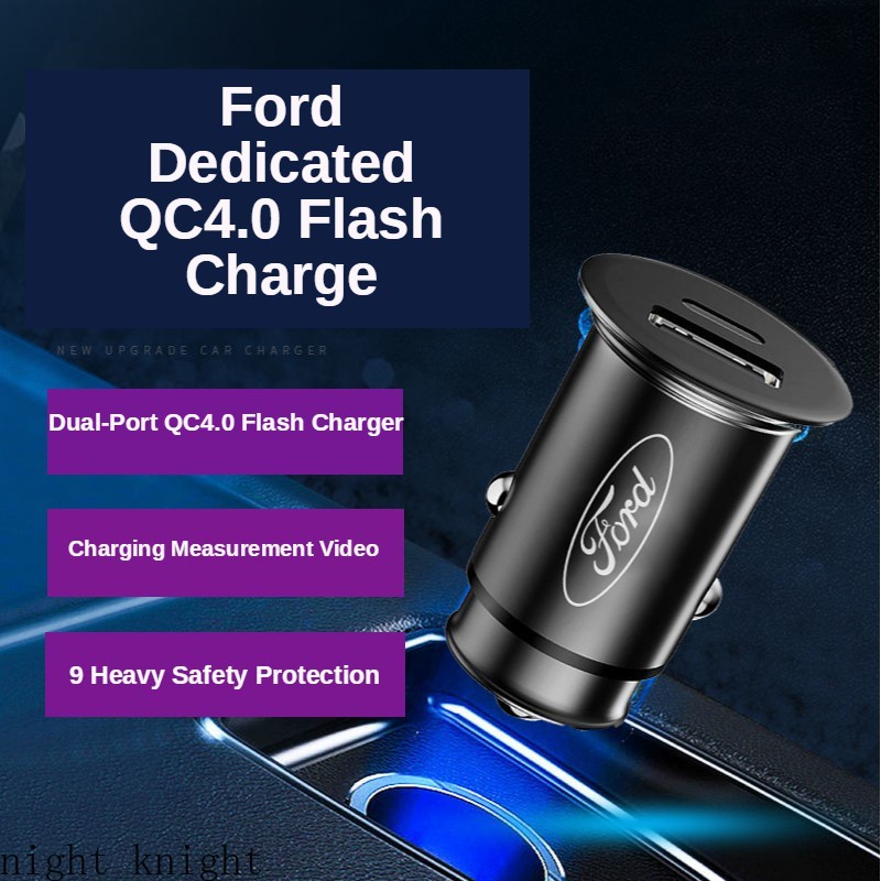 Ford MINI Charger Mobil USB 4.8A QC4.0 Fast Charging Untuk Ranger / Fiesta