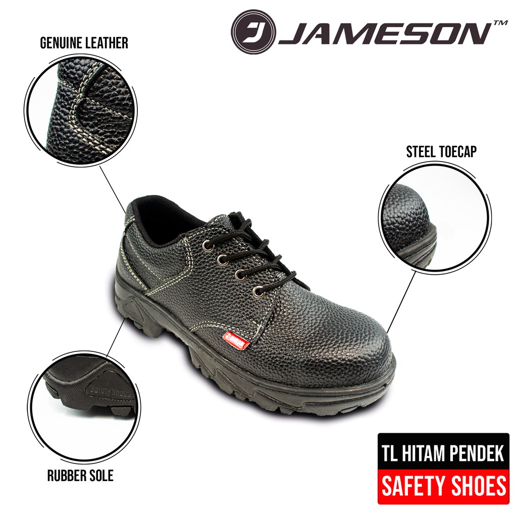 Sepatu Safety Shoes tali pendek Jameson TL / kulit asli / besi du penghujung