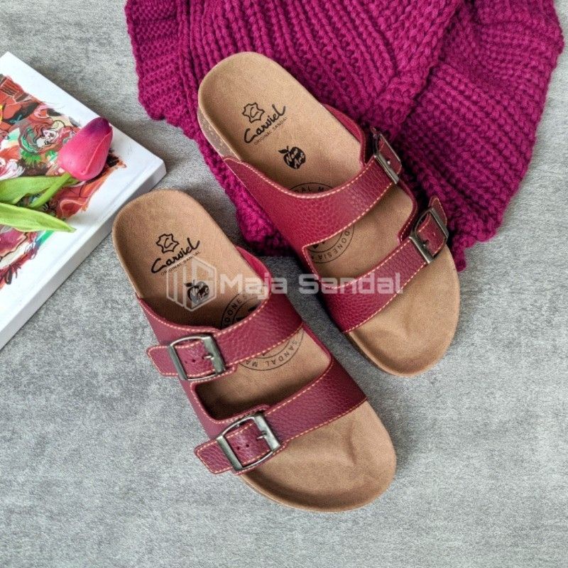Sandal Wanita Casual Murah Berkualitas Selop Gasper Logam Bahan Kulit High Sintetis Sol Birken Alexa02 size 37 - 40-4