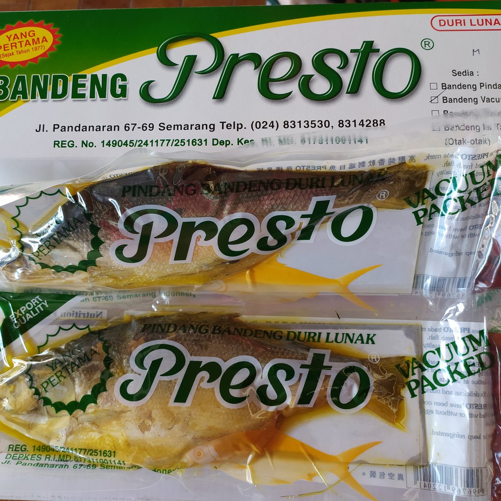 

Bandeng merk Presto vakum. Oleh oleh khas semarang.