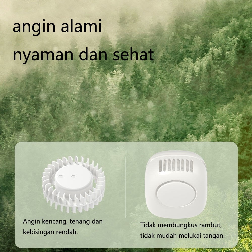 CORN Cute Fan Kipas Angin Mini Portable Hanging Neck Fan USB Rechargeable 1200mAh 3 Speed Adjustable