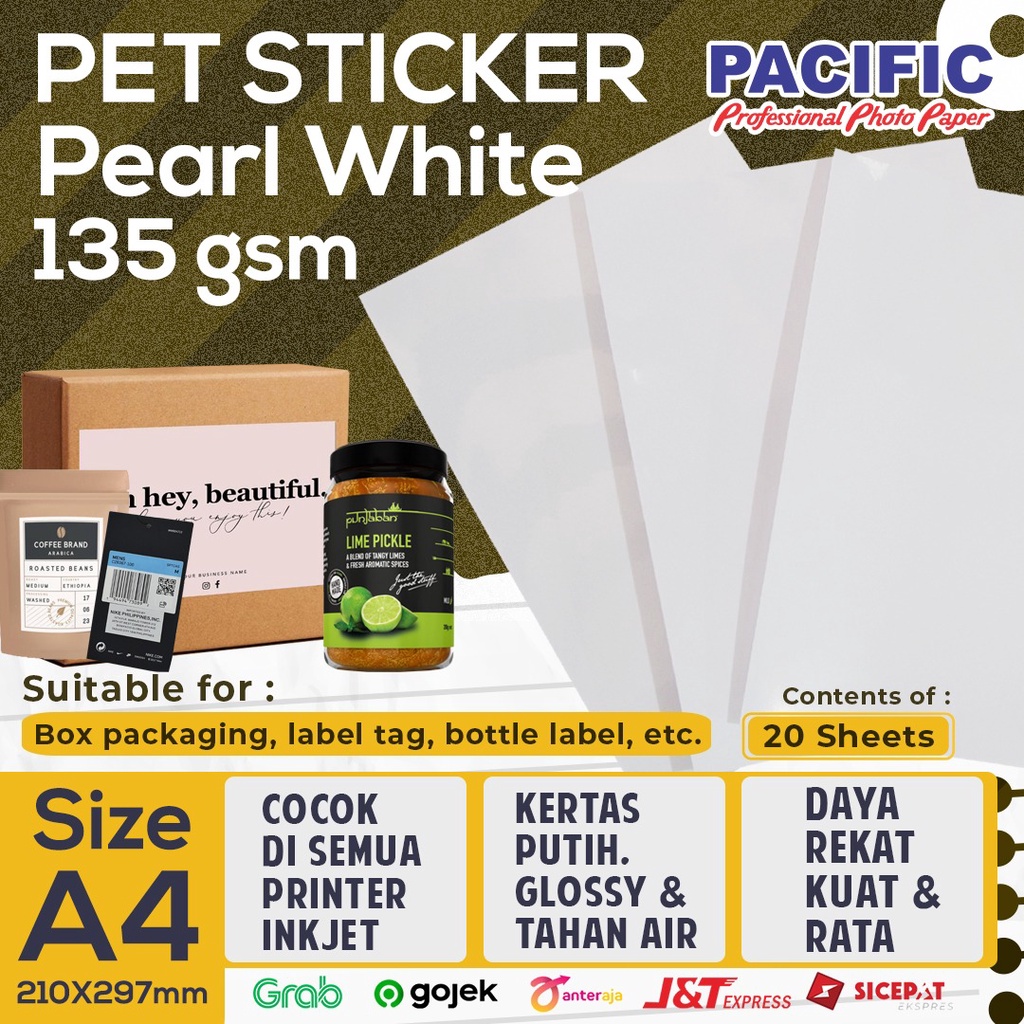 

Kertas Stiker Pearl White / Sticker Paper Vinyl Inkjet 135 gsm