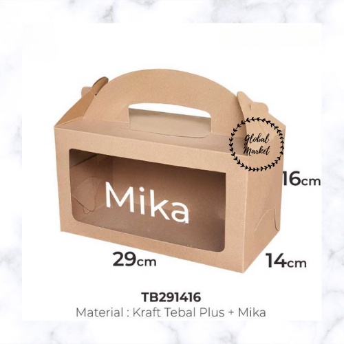 Gable box mika kardus packing kotak kue cake box toples kerdus hampers dus kue box jinjing gift bag 29x14x16 cm (10pcs)