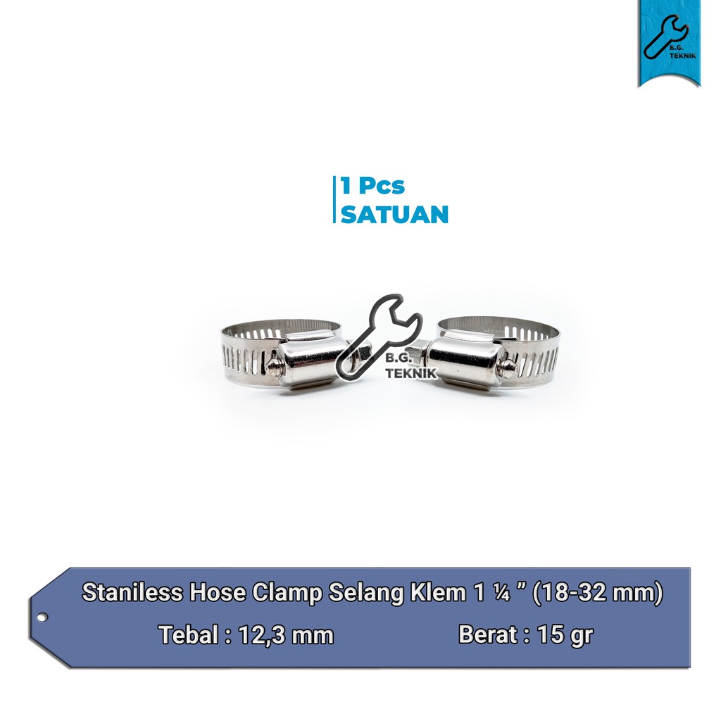 Stainless Hose Clamp Selang Klem 1 1/4&quot; (18-32 mm)