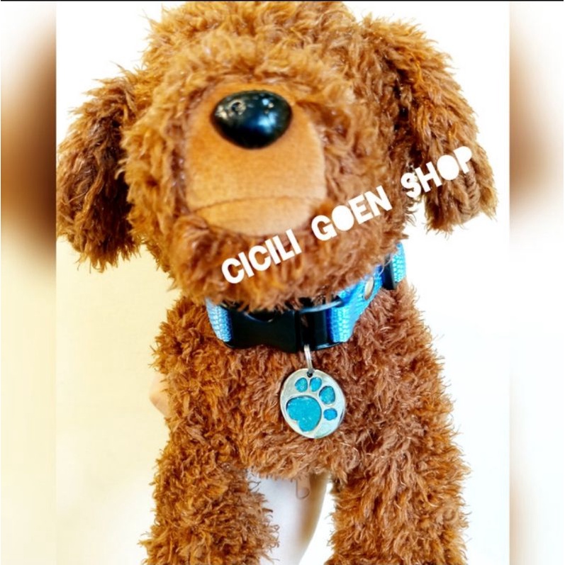 Collar nylon 1.5cm plus lonceng n liontin tebal kalung nilon anjing kucing musang kelinci