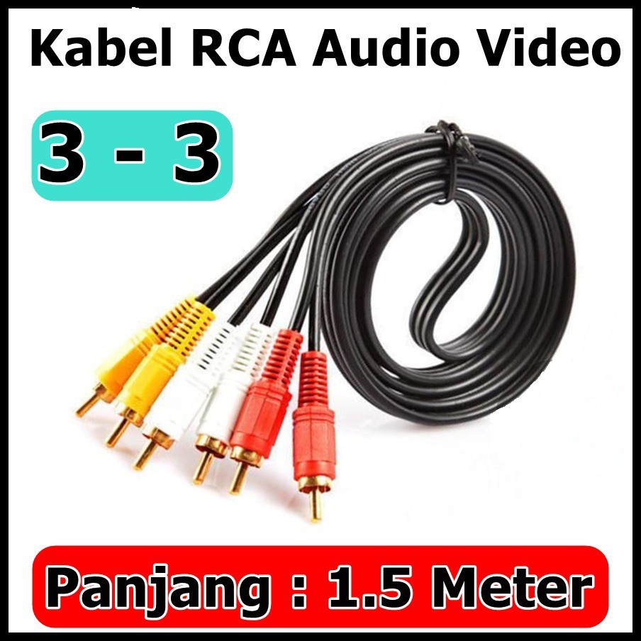 Kabel RCA to RCA 1.5 m Audio 3-3 Kabel RCA to RCA 1.5m AV VIDEO 1.5 meter Audio 3-3 hitam - 660023