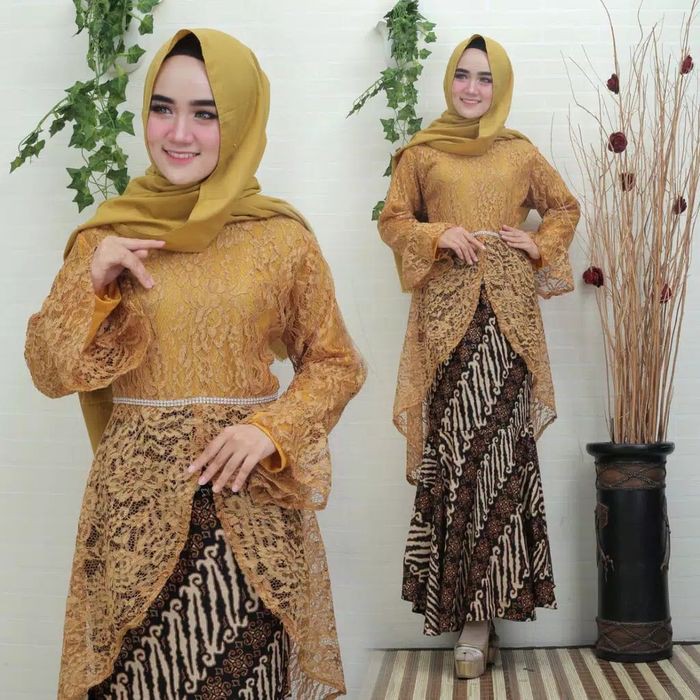 [KEBAYA RASWA MUSTARD SL]Wanita brukat MUSTARD