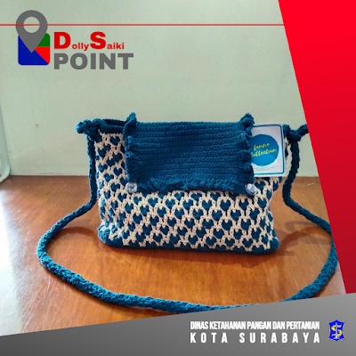 Tas Wanita Rajut Warna Biru Dongker