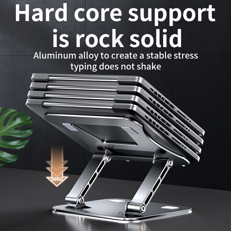 Xnyocn Stand Laptop Adjustable Aluminium Alloy Notebook Stand Kompatibel Dengan Holder Laptop Lipat Portabel 10-17 Inci