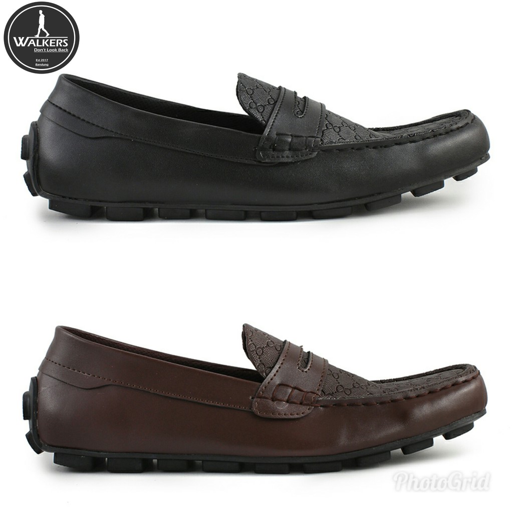 sepatu pria walkers italian mocasin casual santai formal kerja kantor slip on terkeren