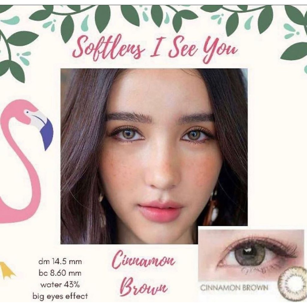 SOFTLENS MINUS DAN NORMAL OMEGA I SEE YOU CINNAMON BROWN 14.5mm (0.00 sd -6.00) GRATIS TEMPAT SOFLEN