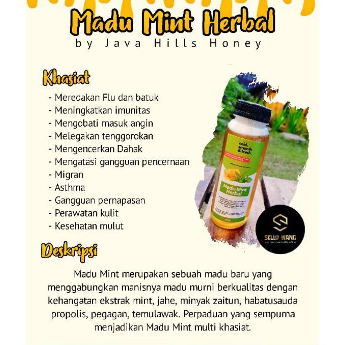 

MADU MINT HERBAL JAVA HILLS HONEY 350GR (UNTUK BATUK, PILEK DAN MASUK ANGIN)