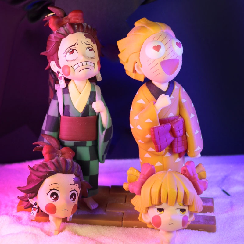 figure tanjiro zenitsu kimetsu no yaiba chibi bukan nendroid