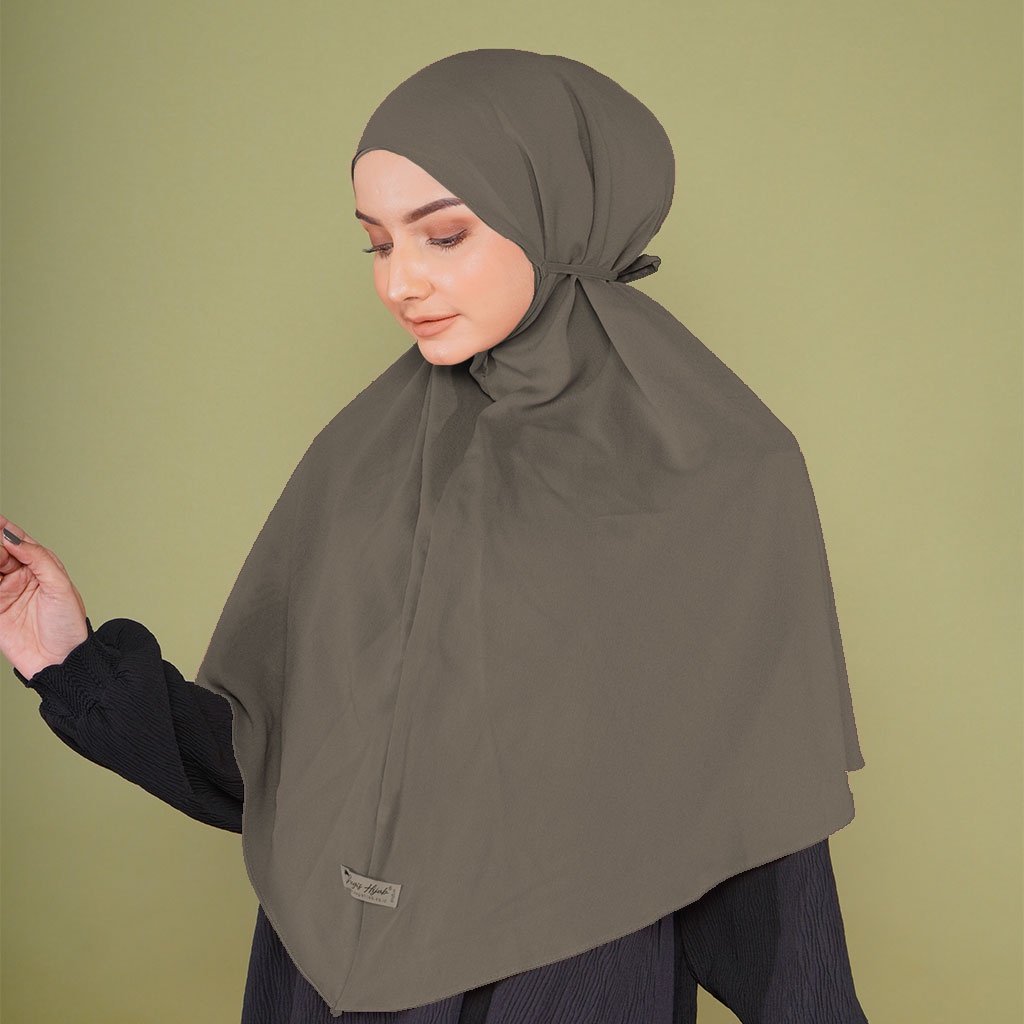 Bugis Hijab - Bergo Maryam Polos - Ukuran XL - Bergo Instan (Katalog A)-DARK OAK