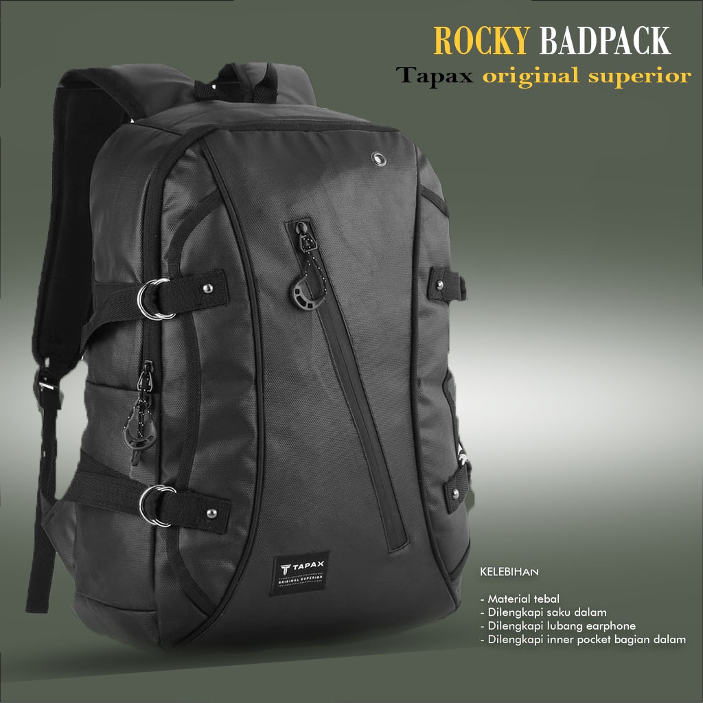 Tas Ransel Sekolah/ Backpack Laptop Rocky Waterproof Ransel Pria Zetshop