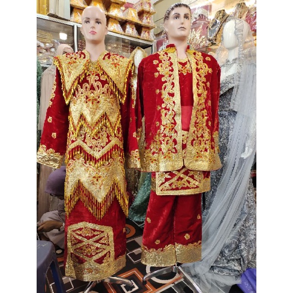 baju penganten Minang bahan bludru murah.