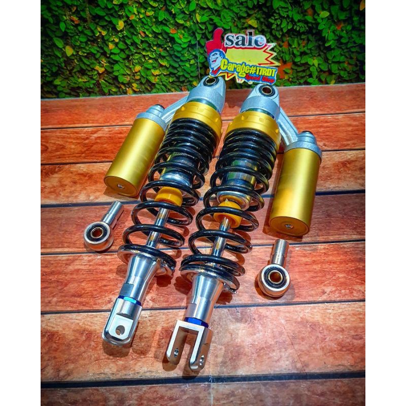 Shockbreaker Showa Nonstel Tabung Atas Ulir Hitam Ukuran 340Mm Matic Bebek Double Shock Universal.