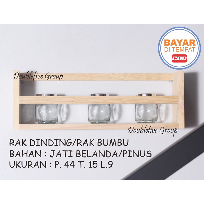 RAK DINDING KAYU BUMBU BEKVAM RAK BUMBU SERBA GUNA RAK DINDING KAYU BIRCH SOLID UK. 44 X 15 X 9