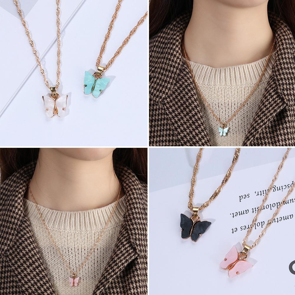 Kalung Kupu-Kupu Nanas Fashion Rantai Klavikula Geometris Liar Lucu Kawaii Pendant