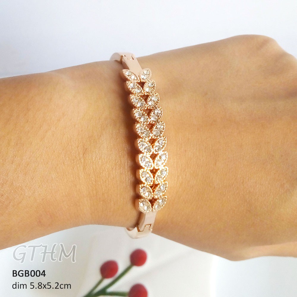 gelang tangan bangle bgb004 padi swaroski aksesoris perhiasan wanita lapis emas 18k-2