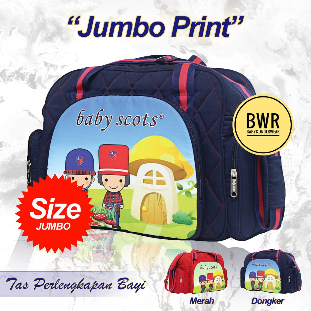 Tas Baby Scots JUMBO PRINT | Tas Besar Baby Scots BST2301 Diapers Bag Ptint - Bwr