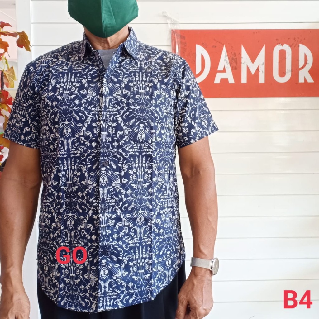 gof B DAMOR (CRESSIDA) KEMEJA BATIK Cowok Pakaian Pria Baju Batik Dewasa Lengan Pendek