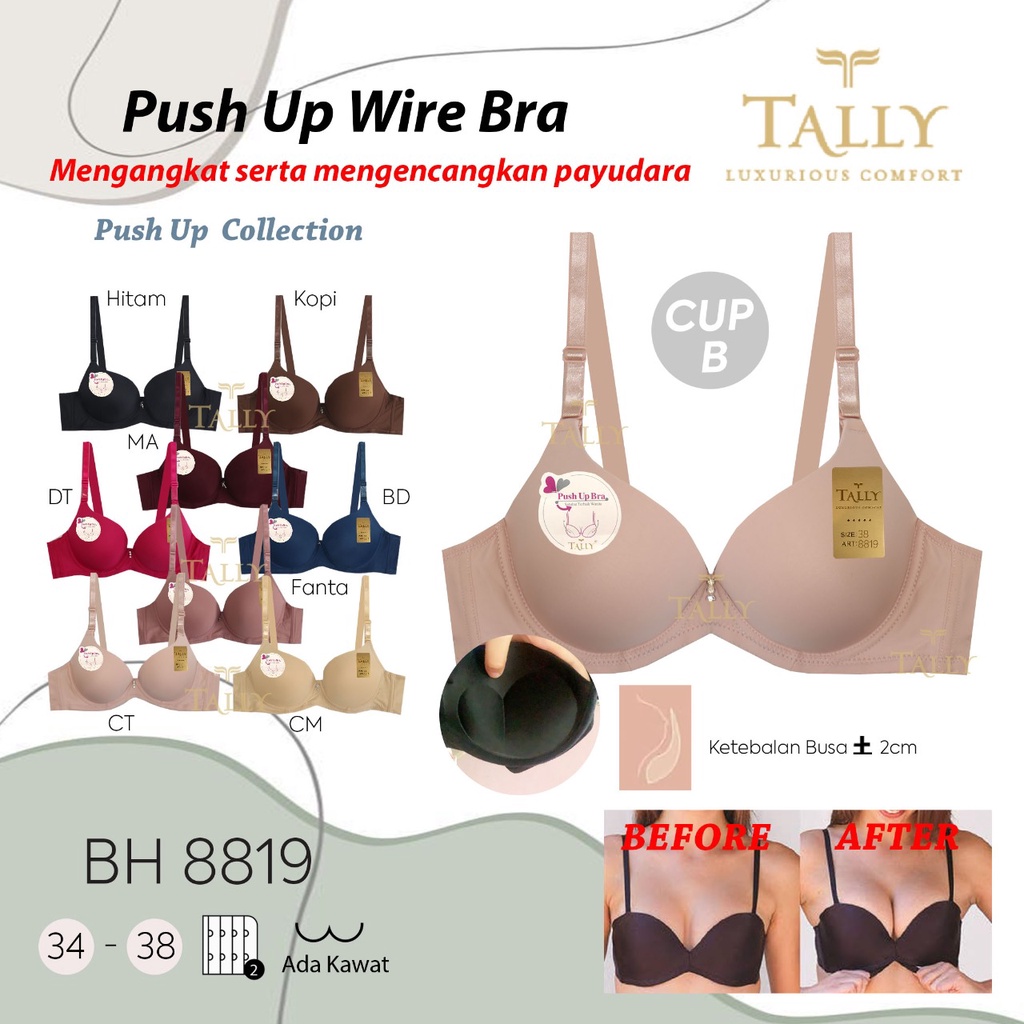 Bh Bra BUSA LEBIH TEBAL Tally 8819 (Cup B) Push Up | Bra Busa Tebal Pakai Kawat |fk