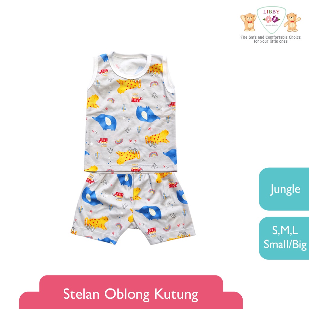 LIBBY 1 stel Stelan Oblong Kutung - Celana Pendek Motif Summer Holiday (1 stel/set)