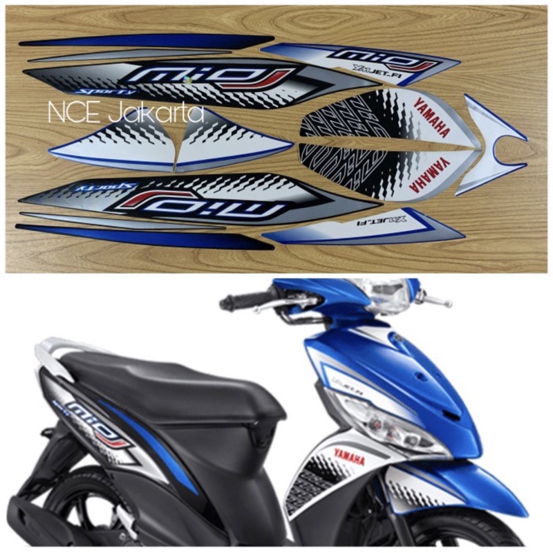 STIKER STRIPING MOTOR MIO J 2013 BIRU