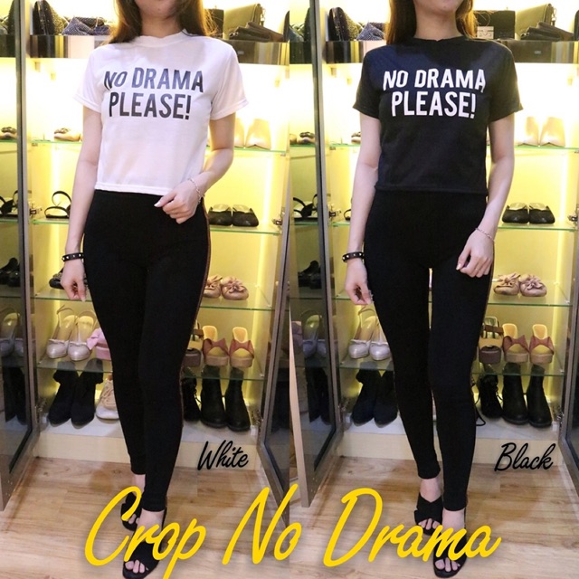 BC Crop No Drama Baju Kaos Wanita Pendek Atasan Wanita Fashion