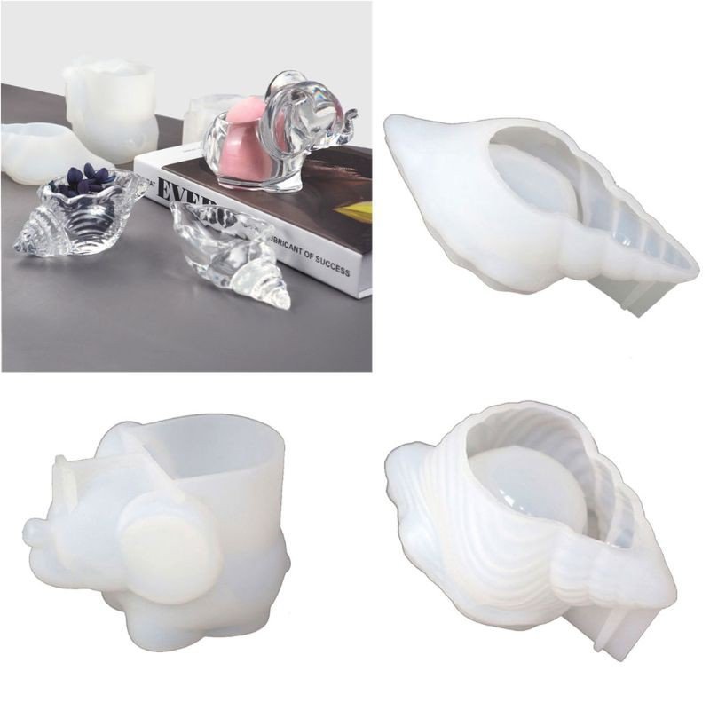 Glitter 3Pcs Conch Elephant Shape Beauty Blender Rack Mold Kit Silicone Resin Mold Makp Up Egg Stand Epoxy Resin Mould Art Tools