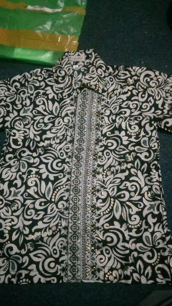 Kemeja Hem Batik Anak Motif Cacing Grey Baju Atasan Kemeja Laki-laki