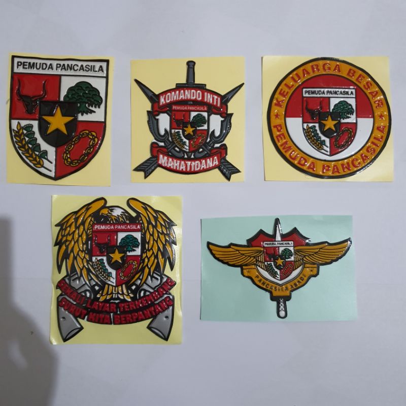 STICKER EMBOS LOGO PP (PEMUDA PANCASILA) SATU SET ISI 5/STIKER TIMBUL PP