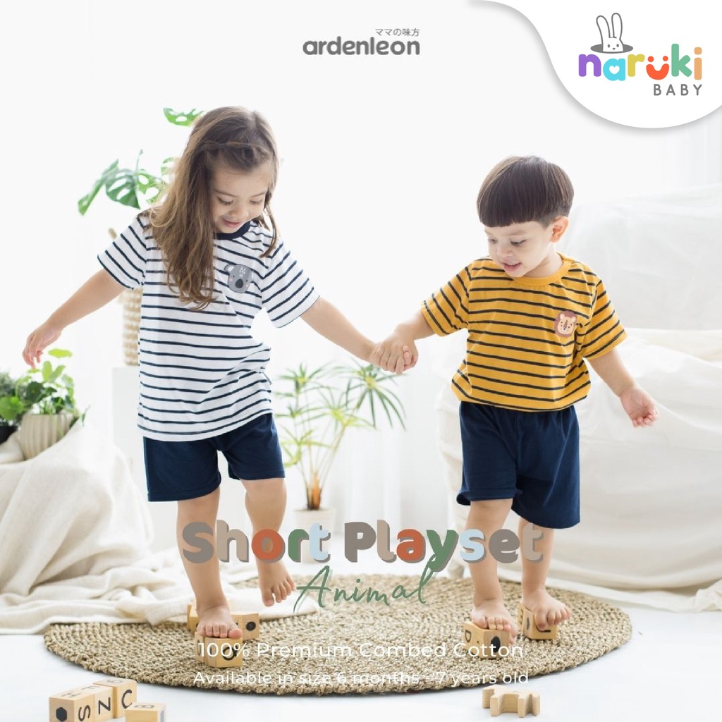 Ardenleon Short Playset Animal Stripe Kid Arden Leon Baju Setelan Anak