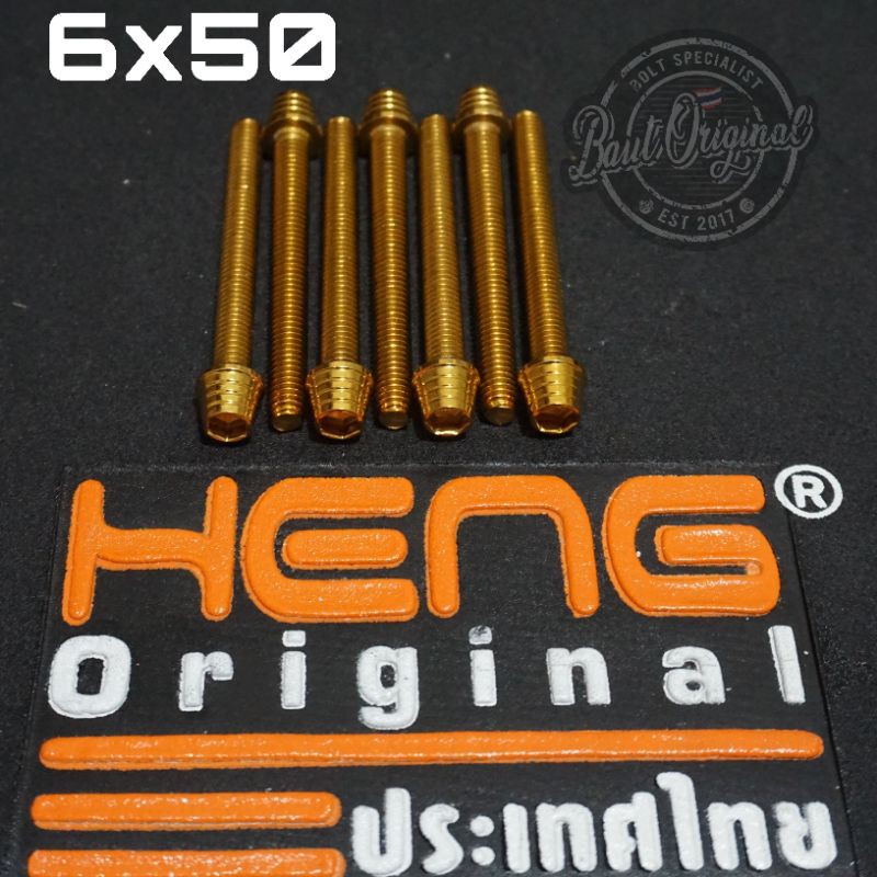 baut probolt kerucut gold 6x50 drat 10 panjang 5cm original heng