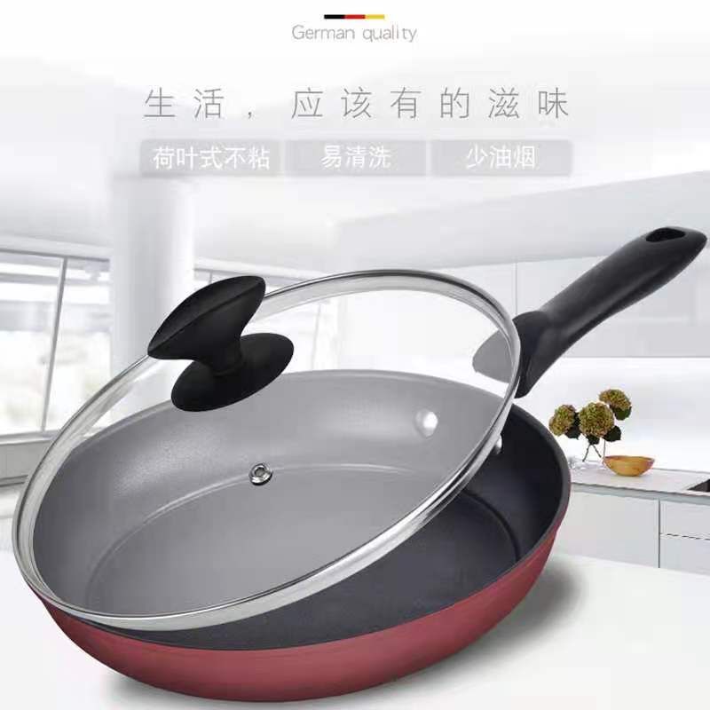 teflon set teplon teflon Panci 24cm tutupan kaca frypan teflon anti lengket pegangan gagang D5L1 tep