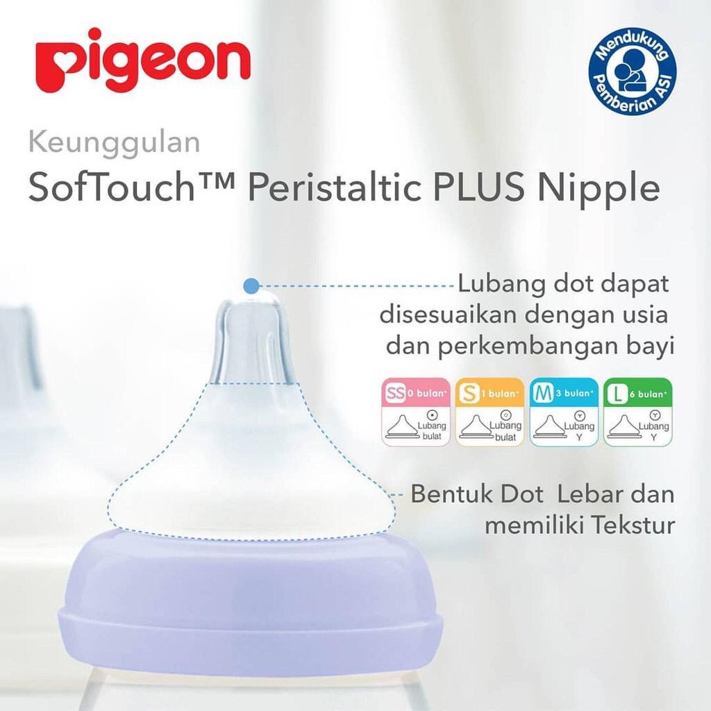 Pigeon SofTouch Peristaltic PLUS Nipple WIDE NECK DOT Blister | Slim neck | teat