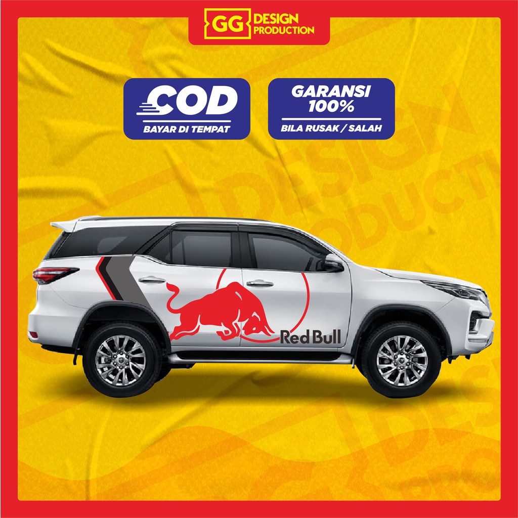 Jual stiker mobil toyota all new fortuner vrz 4x2 4x4 2022 red bull